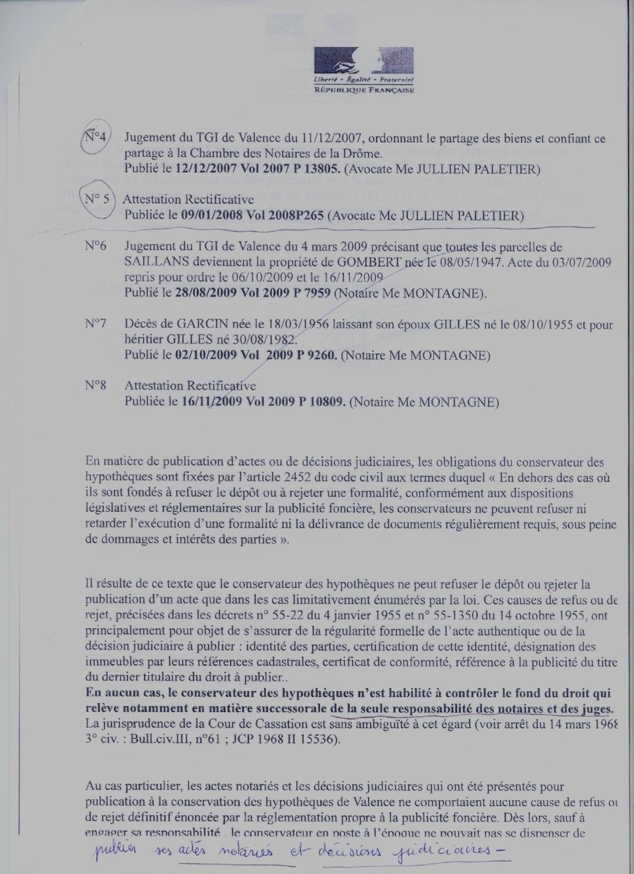 Réponse de B. PASCAL à Xavier du 8:2:11 - page 3 - SUCCESSION - DRÔME